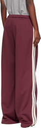 Palm Angels Burgundy Colorblock Zip Track Pants