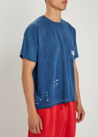 Cherry Los Angeles Chevron Boxy Paint-splatter Cotton T-shirt Navy