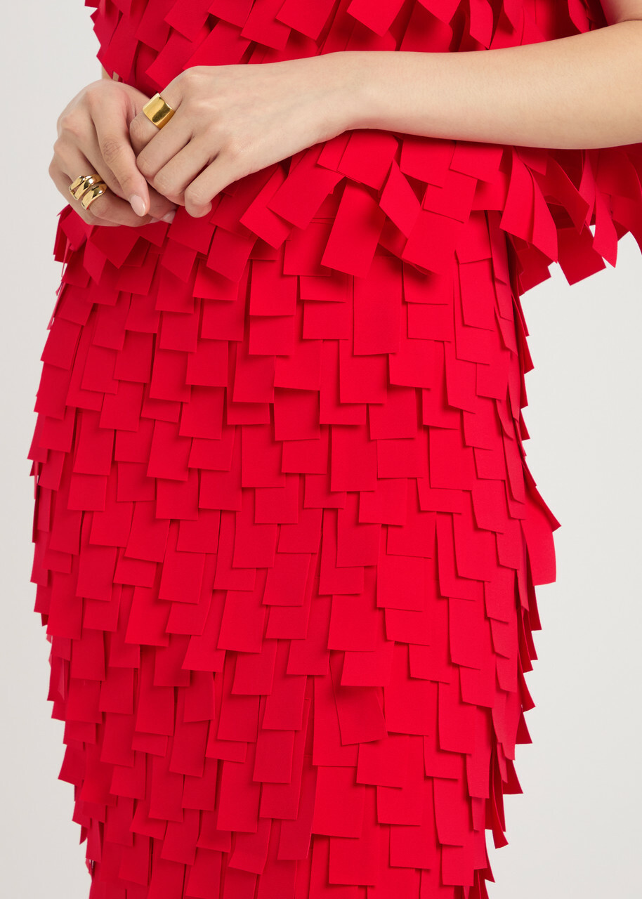 A.W.A.K.E Mode Laser-cut Open-back Crepe Maxi Skirt Red