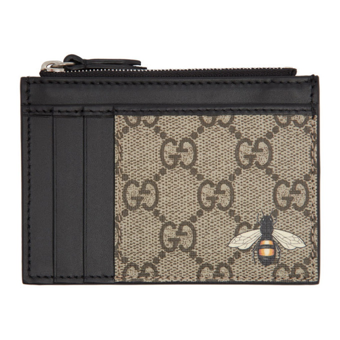 Photo: Gucci Beige GG Bee Zip Card Holder