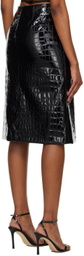 Dolce & Gabbana Black Croc Faux-Leather Midi Skirt