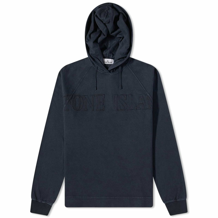 Photo: Stone Island Men's Embroided Logo Popover Hoody in Navy