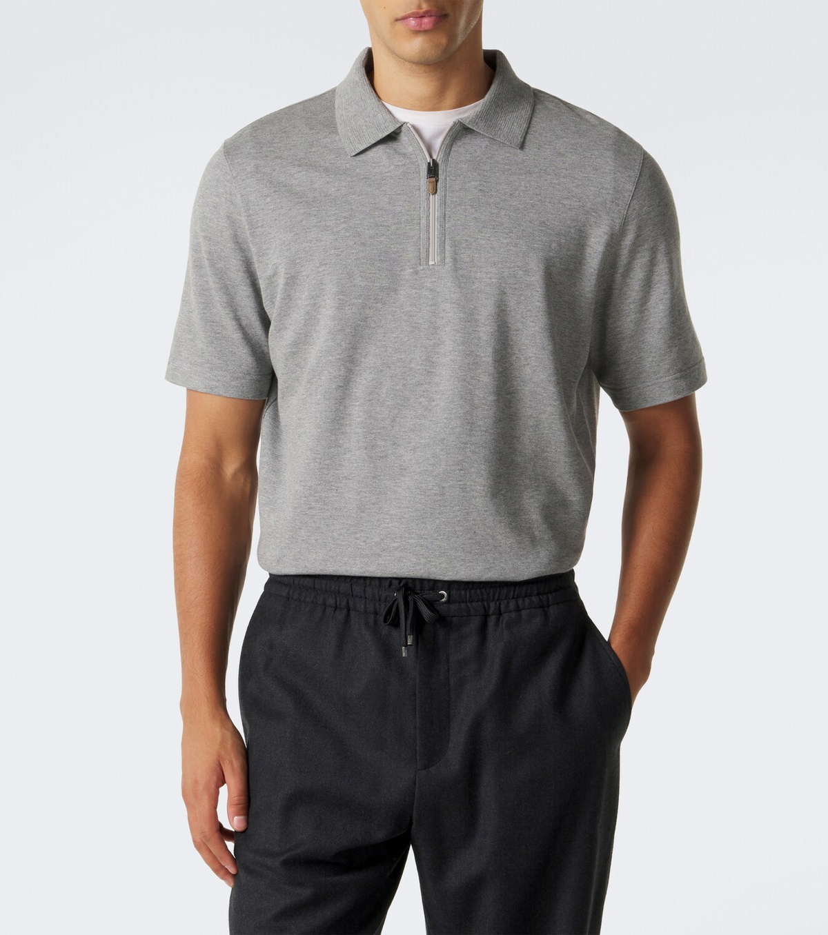 Canali Cotton and cashmere polo sweater