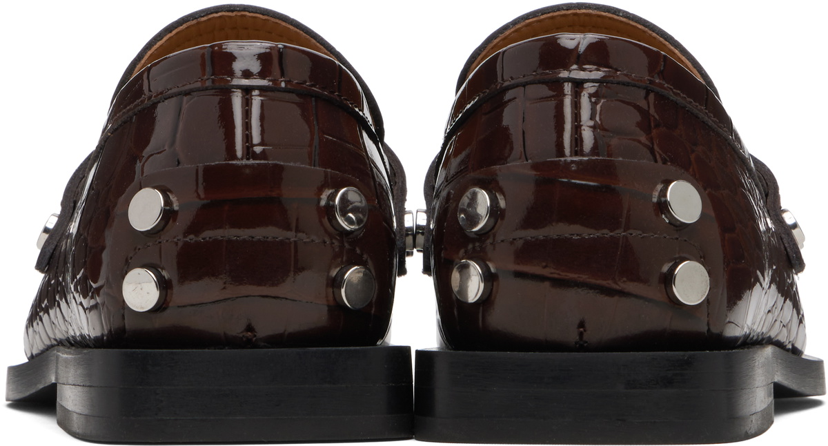 GANNI Brown Studded Loafers