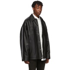 Balenciaga Black Grainy Leather Snapped Jacket