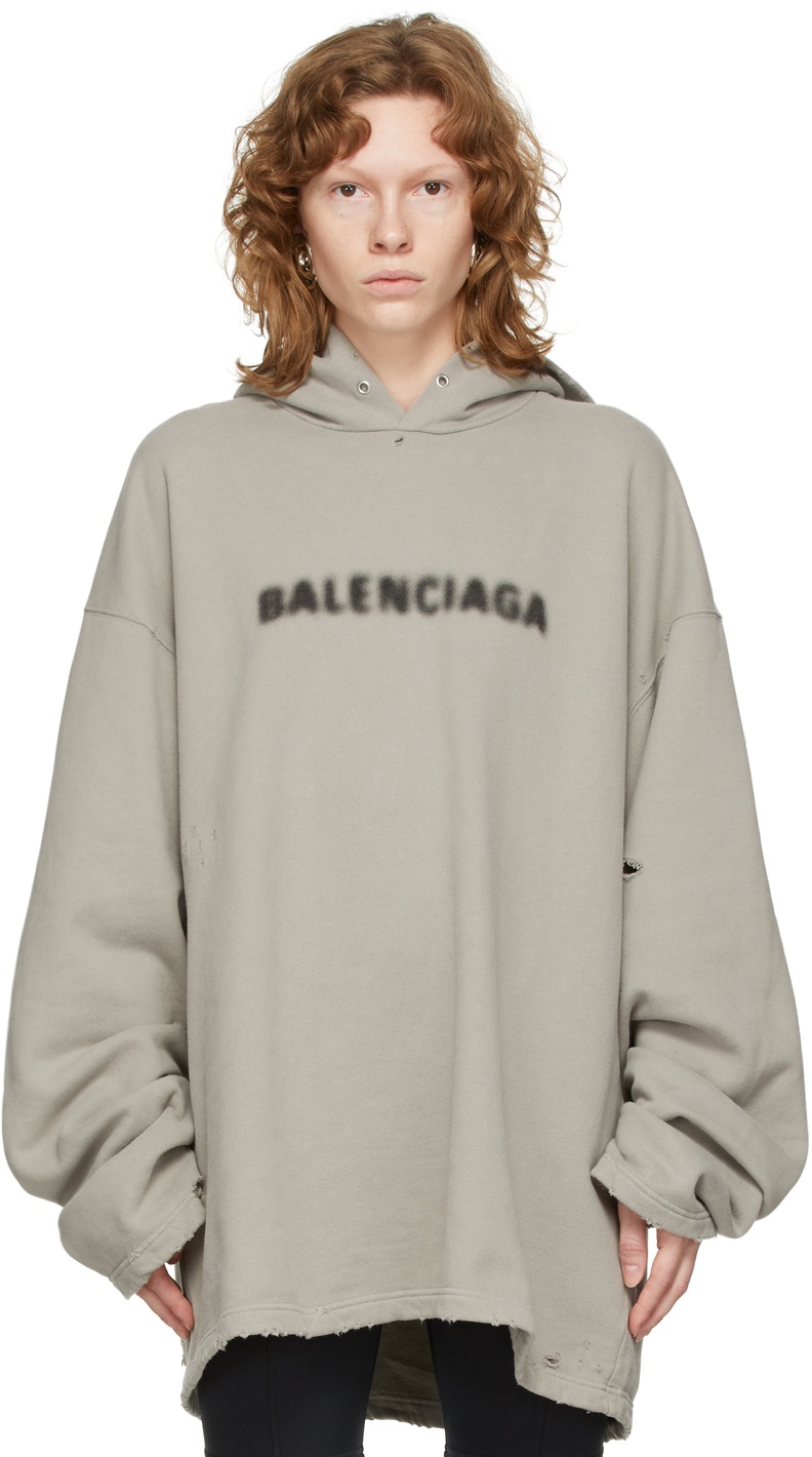 Balenciaga Real logoprint hoodie  Grey  Hoodies Hoodie design Hoodie  print