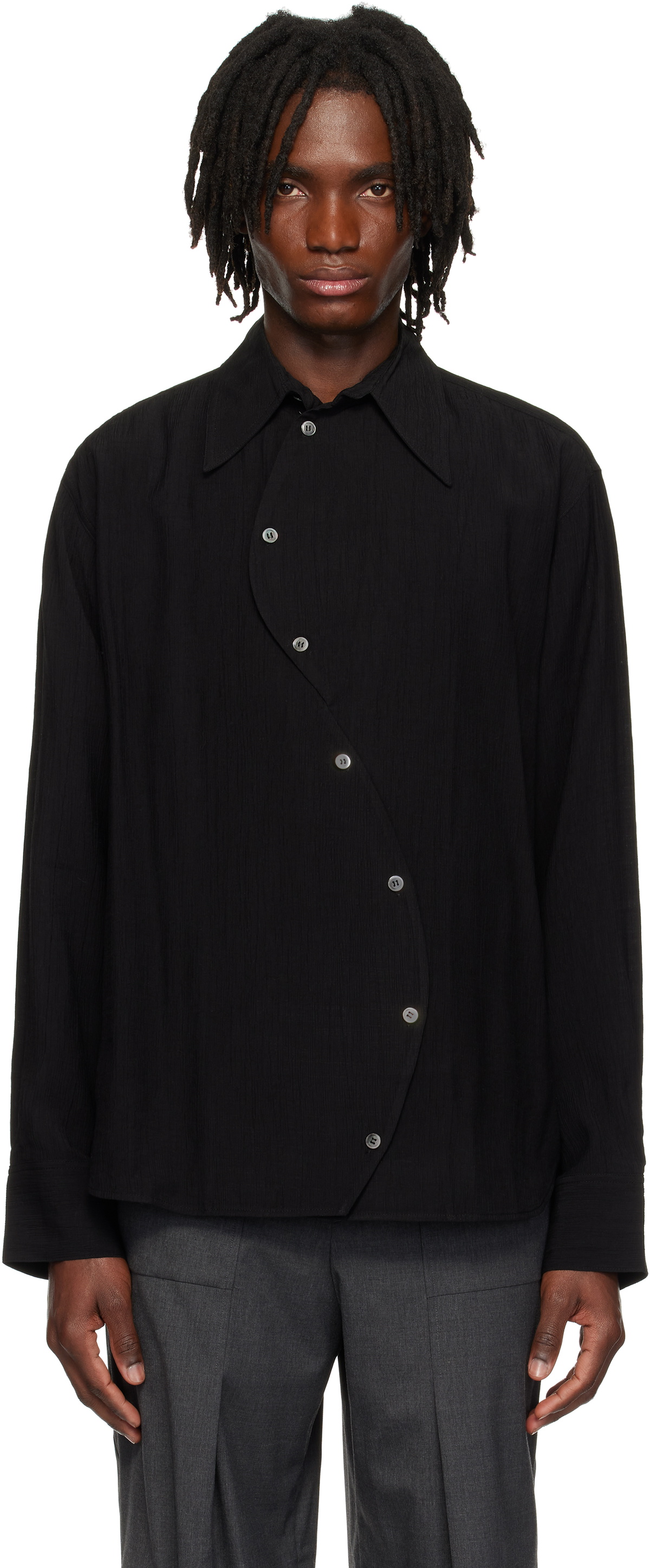 Black S-Curve Shirt by CMMAWEAR on Sale