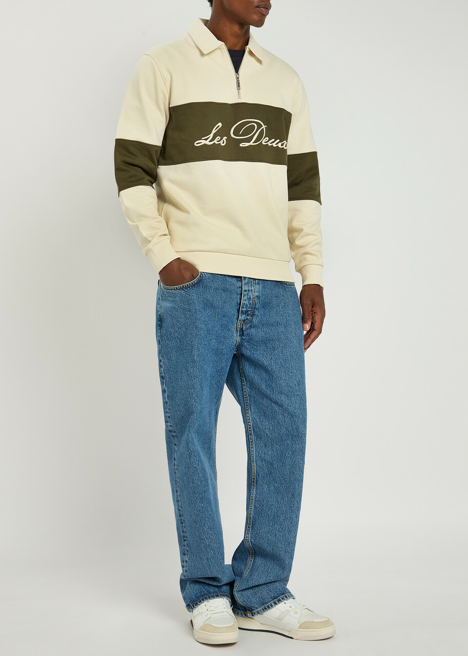 Les Deux Cory Cotton Half-zip Sweatshirt Ivory
