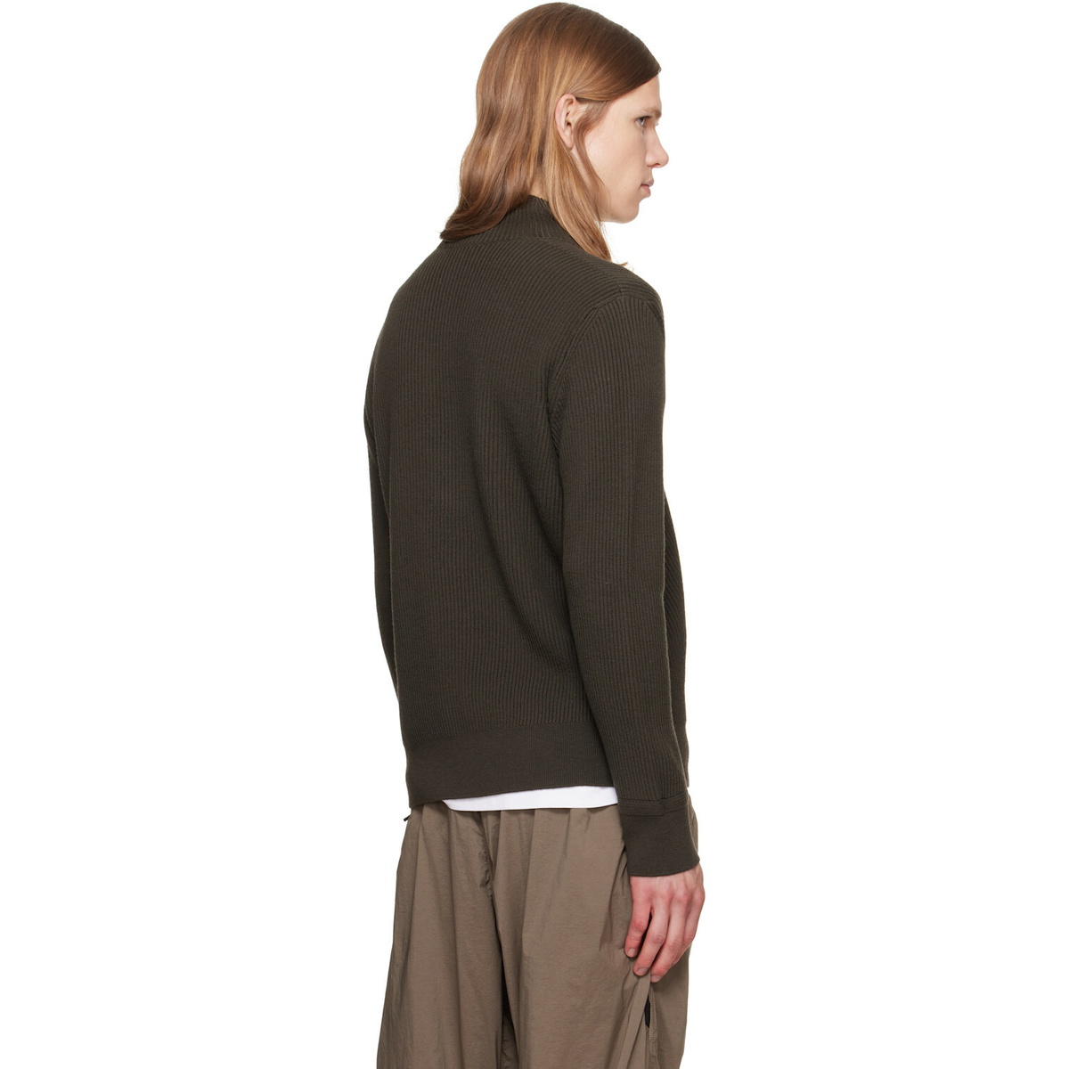 Stone Island Brown 5100017 Ribbed RWS Wool Sweatshirt