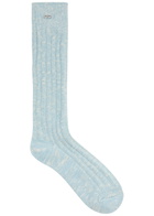 Ganni Logo Metallic Cotton-blend Socks Blue