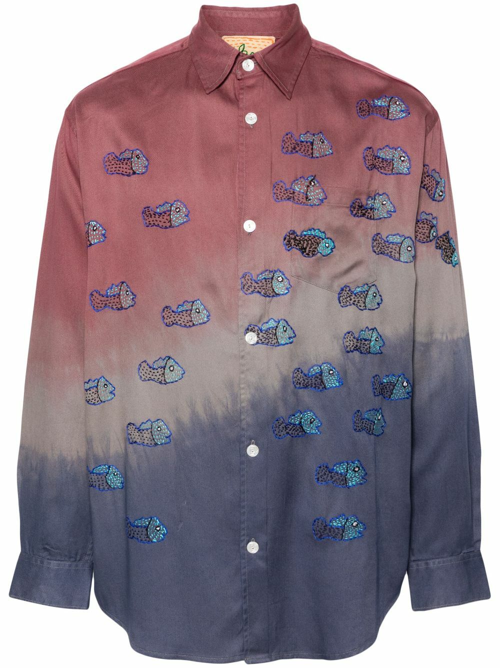 Glass Cypress Blue Block Dyed Tie-Dye Shirt