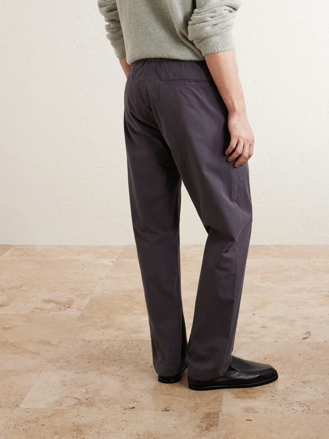 Hartford - Joggy Straight-Leg Cotton Trousers - Blue