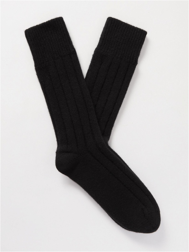 Photo: BOTTEGA VENETA - Ribbed Cashmere Socks - Black