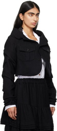 Noir Kei Ninomiya Black Open Collar Cropped Jacket