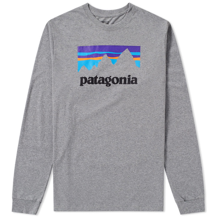 Photo: Patagonia Long Sleeve Shop Sticker Tee Grey