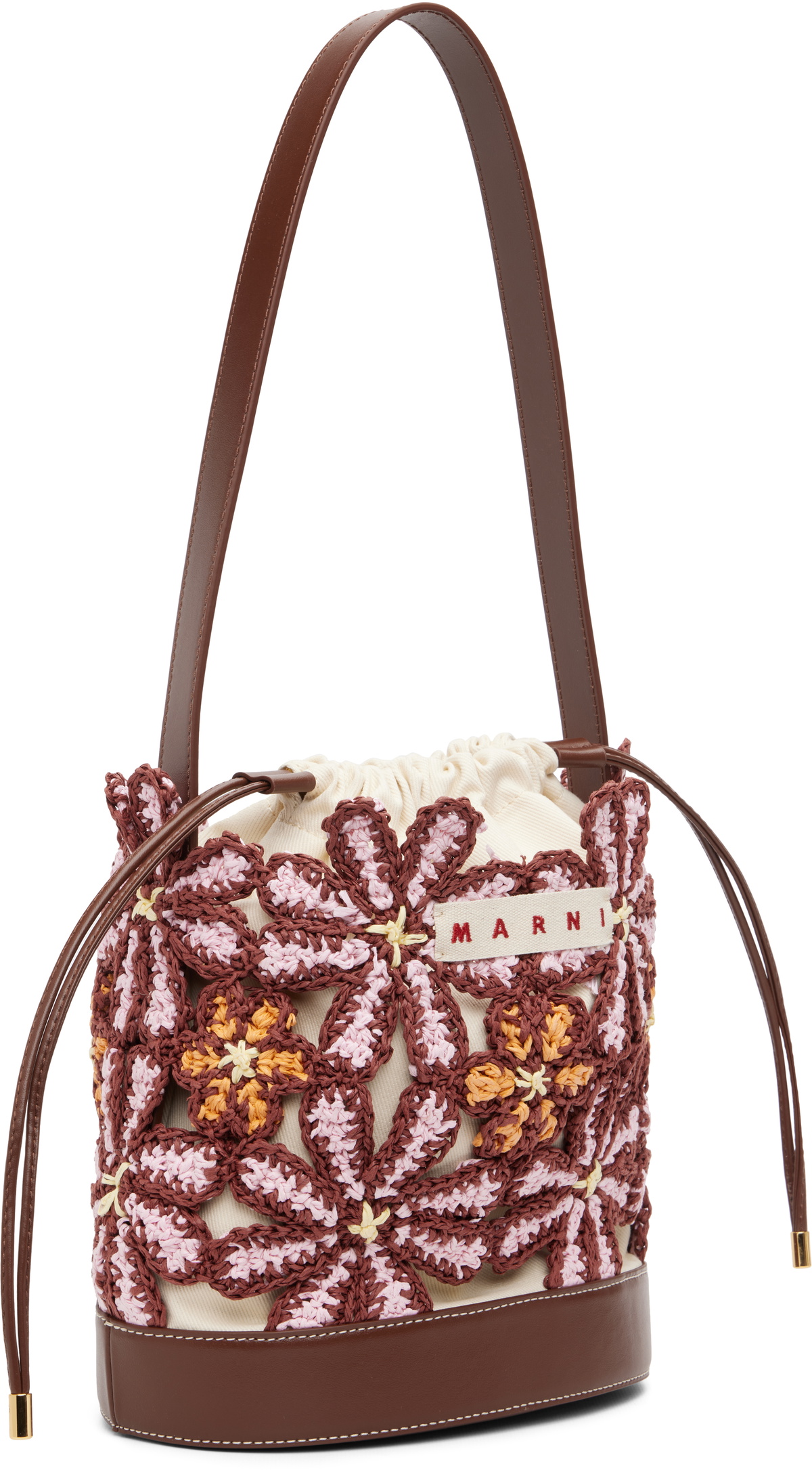 Marni Burgundy Flower Bucket Bag