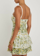 Alice + Olivia Meredith Floral-embroidered Cotton Mini Dress Multicoloured