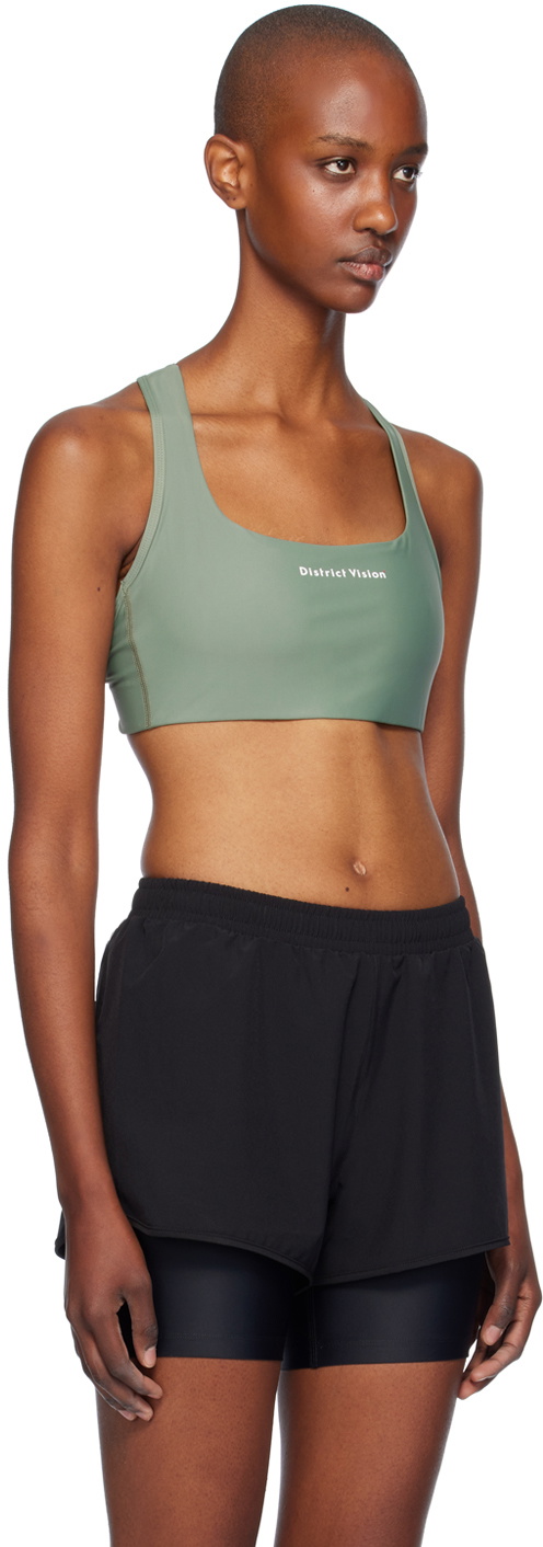 District Vision Green Twin Layer Medium Support Sport Bra