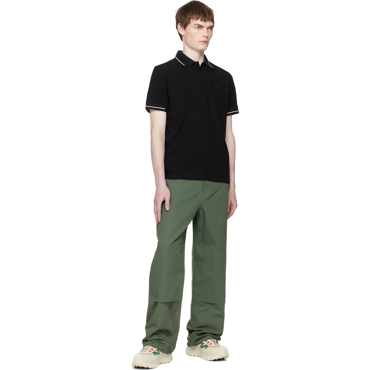 Moncler Black Logo Patch Cotton Polo