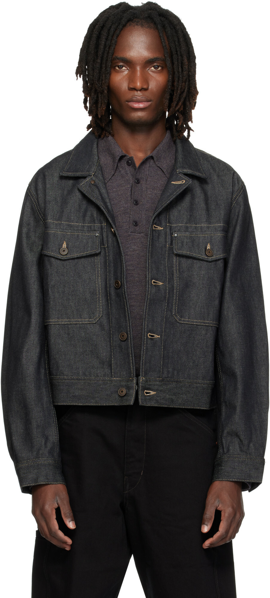 LEMAIRE Navy Denim Trucker Jacket