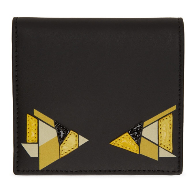 Photo: Fendi Black and Yellow Digital Bag Bugs Bifold Wallet