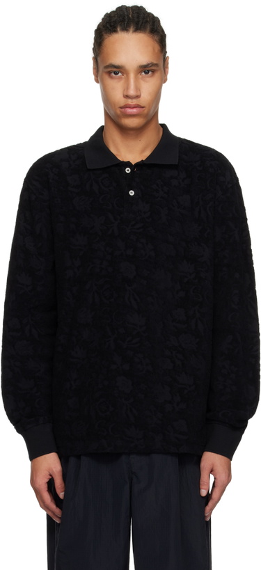 Photo: Soulland Black Robert Plush Long Sleeve Polo