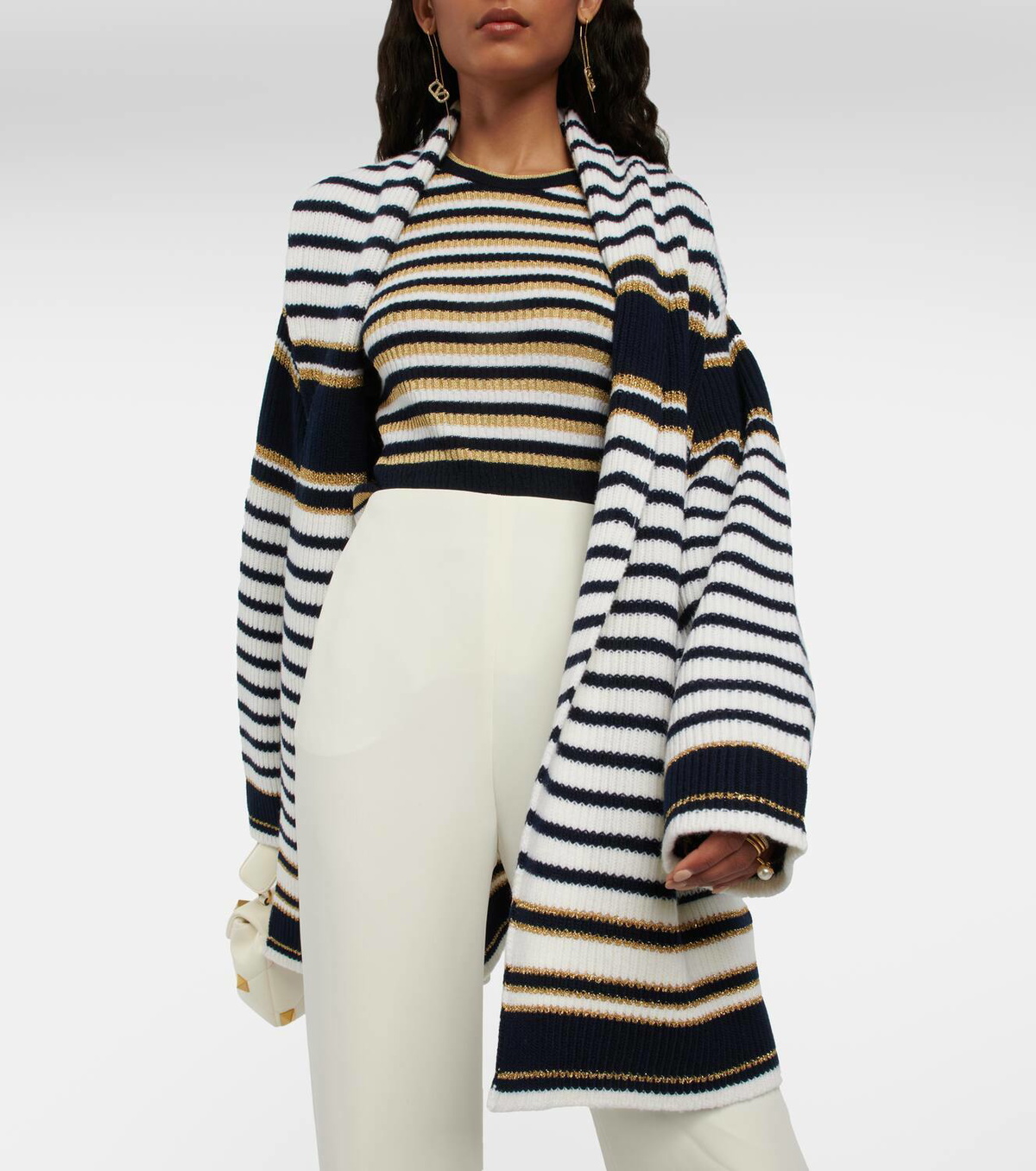 VALENTINO 26S KNIT CARDIGAN WITH FUR COLLAR STYLE 78 main image 0