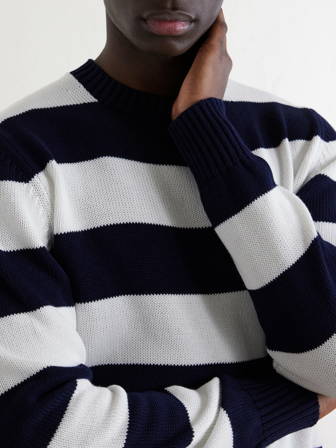 William Lockie - Striped Cotton Sweater - Blue
