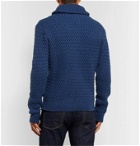 Isaia - Slim-Fit Shawl-Collar Cable-Knit Cashmere Sweater - Blue