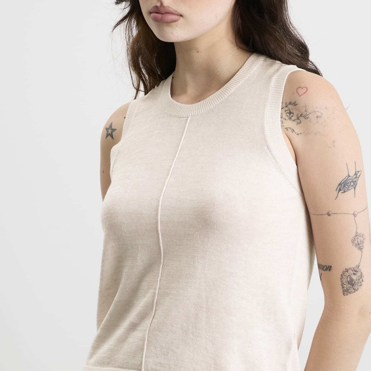 YMC Women's Dot Knit Vest in Pink Marl