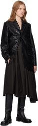 Comme des Garçons Black Faux Leather Allover Embroidery Blazer