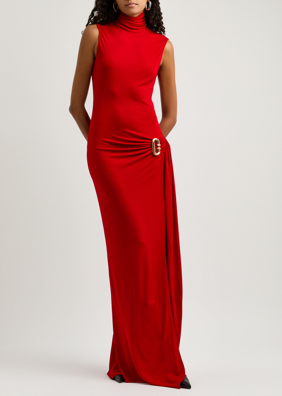 Casablanca Draped Cut-out Stretch-jersey Gown Red