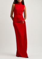 Casablanca Draped Cut-out Stretch-jersey Gown Red