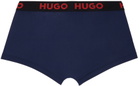 Hugo Three-Pack Black Jacquard-Logo Boxers