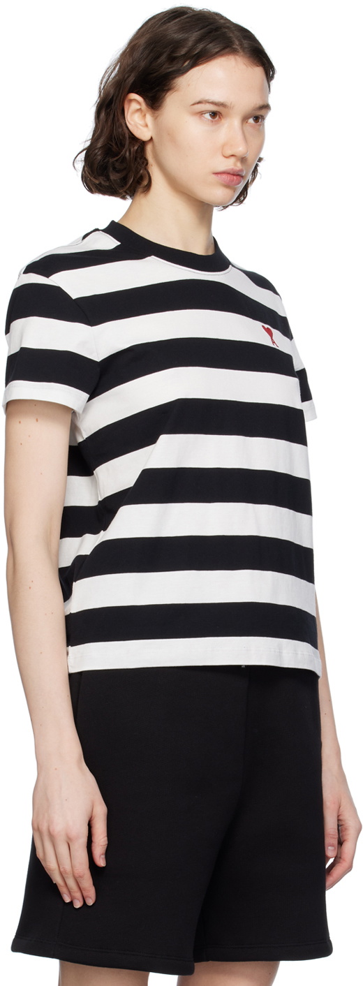AMI Paris Black & White Striped T-Shirt