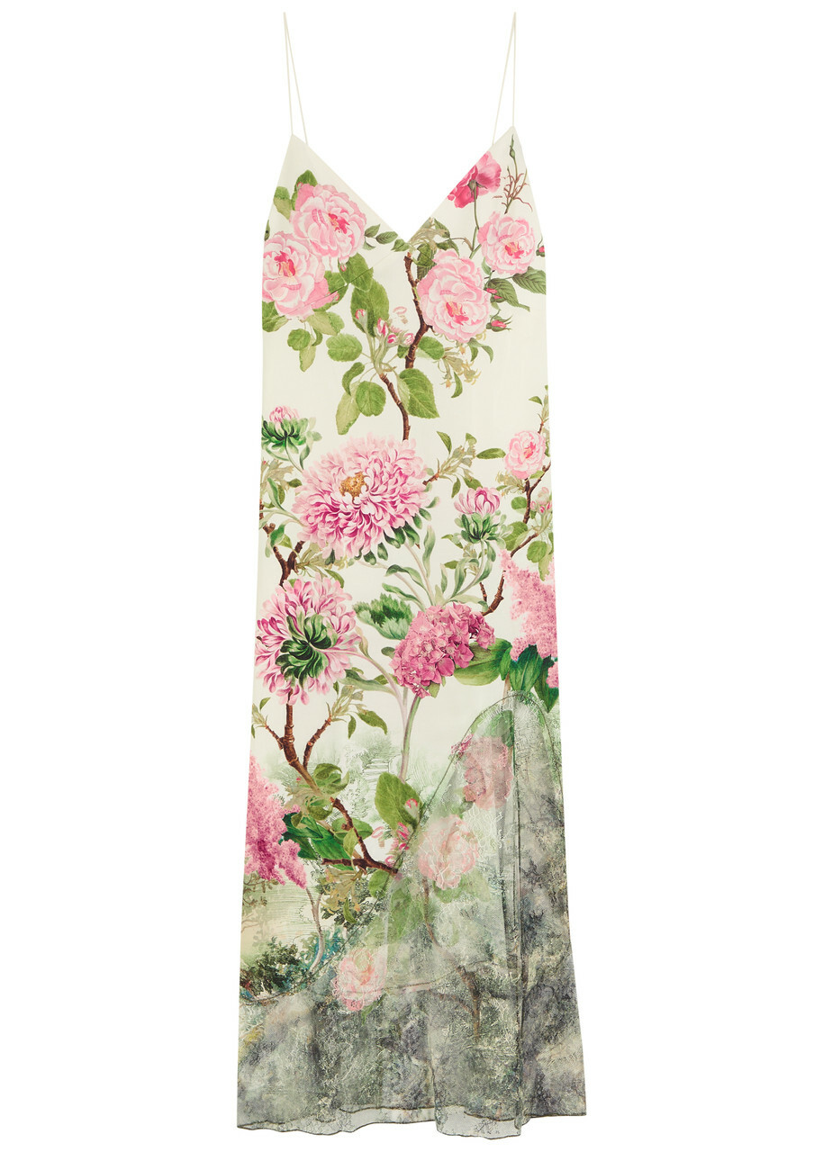 Alice + Olivia Juliette Floral-printed Satin Midi Dress Pink