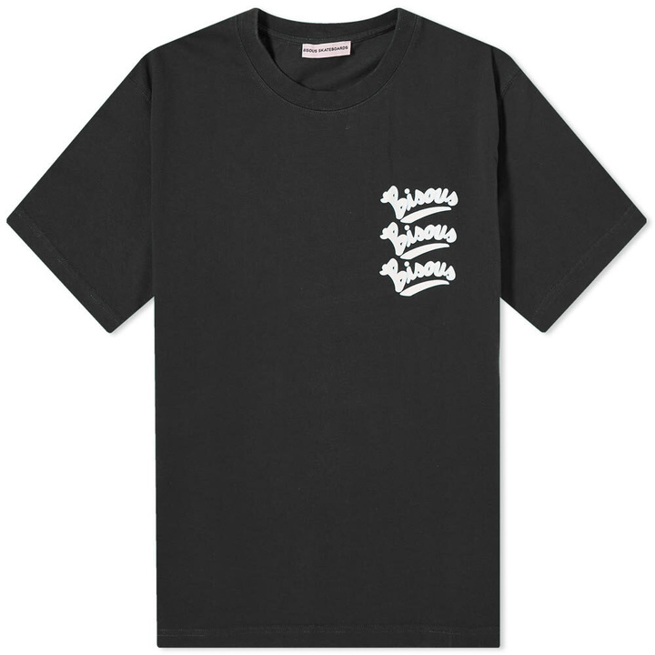 Photo: Bisous Skateboard Women's s Gianni Cursive Logo T-Shirt in Black