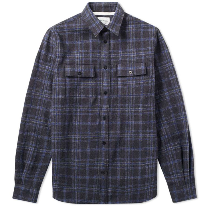 Photo: Norse Projects Villads Heavy Brushed Check Shirt Blue
