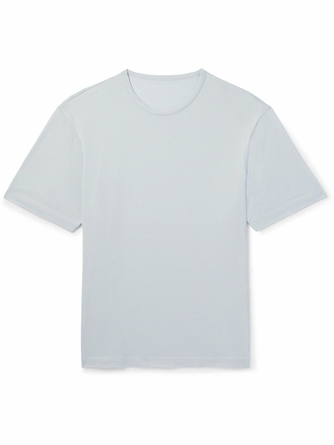 Stòffa - Cotton and Silk-Blend Piquè T-Shirt - Blue