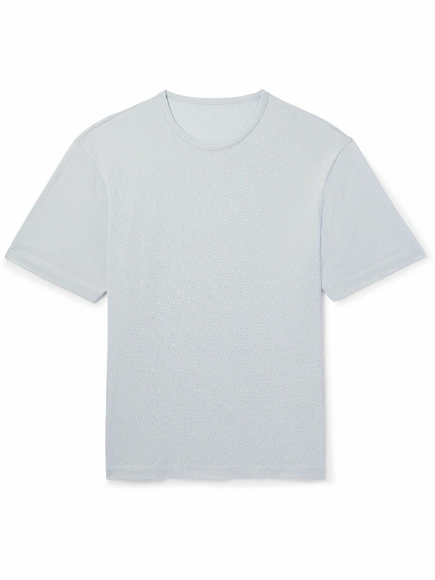 Photo: Stòffa - Cotton and Silk-Blend Piquè T-Shirt - Blue