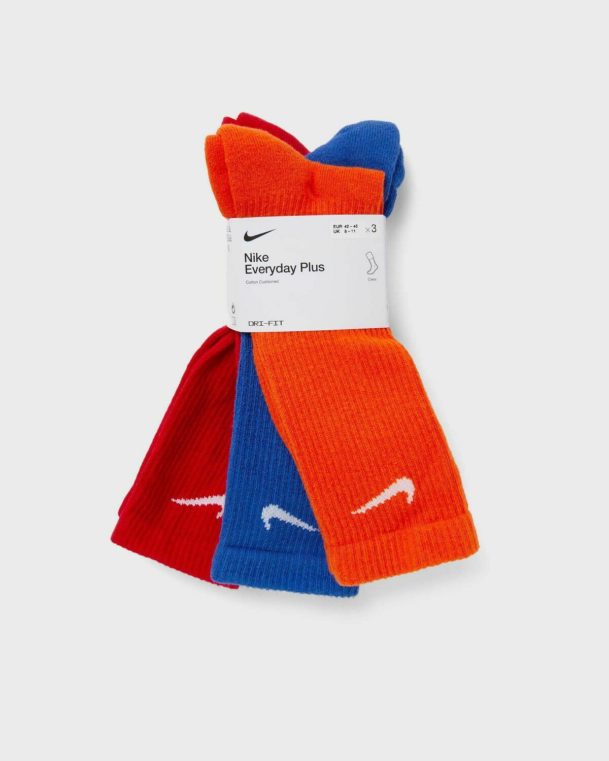nike training 3 pack crew socks in multi