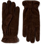 Brunello Cucinelli - Wool-Lined Suede Gloves - Brown