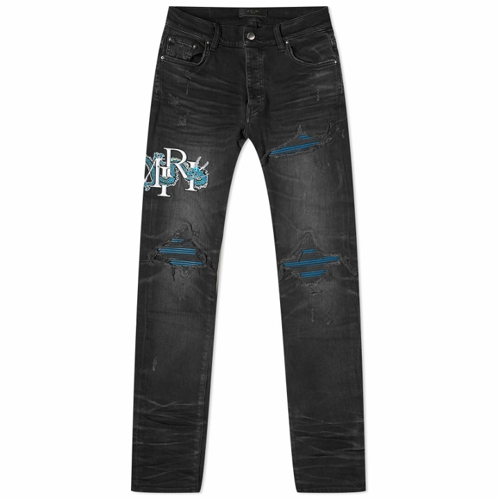 Photo: AMIRI Men's MX1 CNY Dragon Jeans in Faded Black