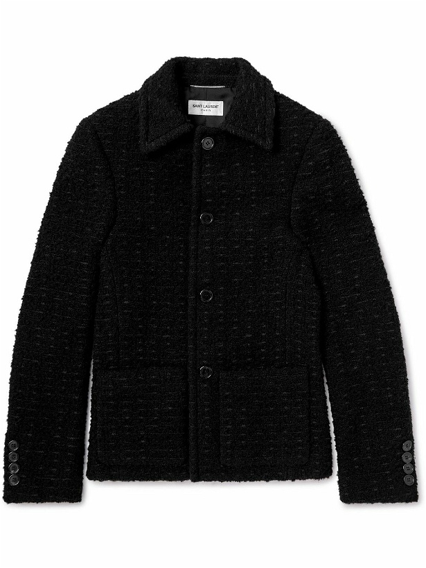 Photo: SAINT LAURENT - Slim-Fit Wool-Blend Tweed Jacket - Black