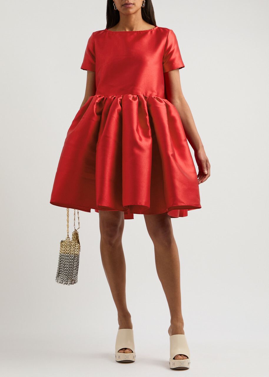Marques' Almeida Taffeta Puff Mini Dress Red