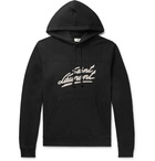 SAINT LAURENT - Logo-Print Fleece-Back Cotton-Jersey Hoodie - Black