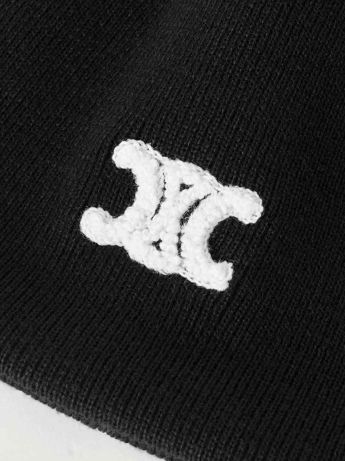 CELINE - Triomphe Logo-Embroidered Wool Beanie
