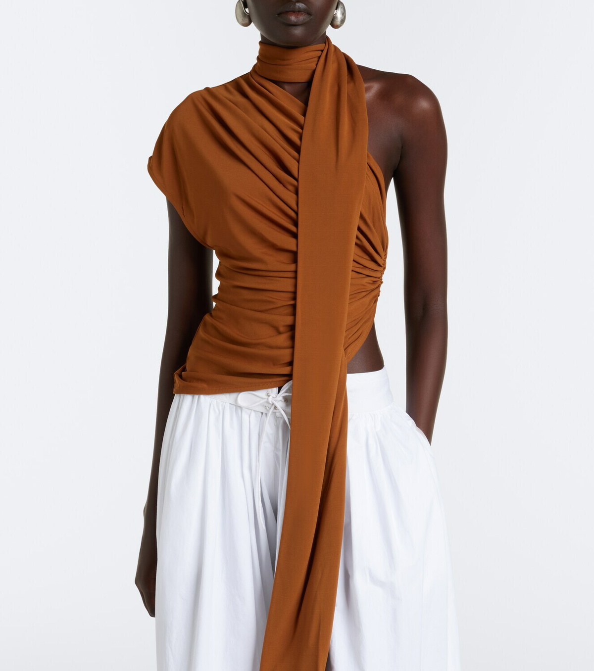 Christopher Esber Vienna draped scarf-detail jersey top