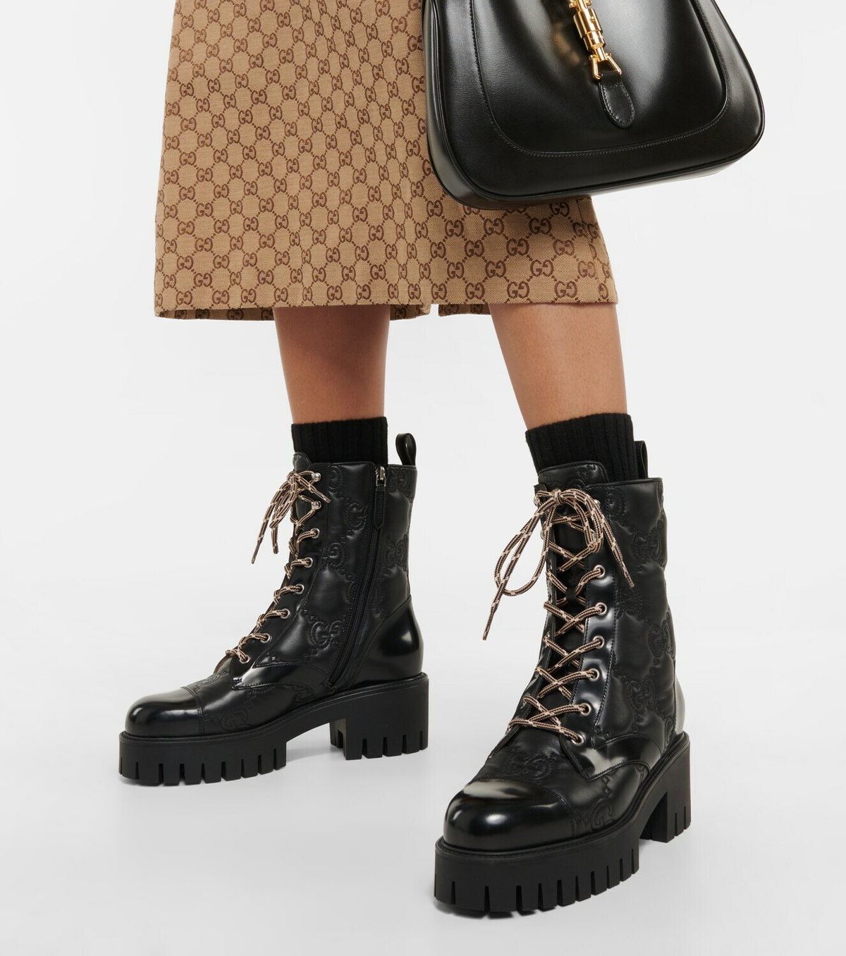 Gucci - GG quilted leather lace-up boots Gucci