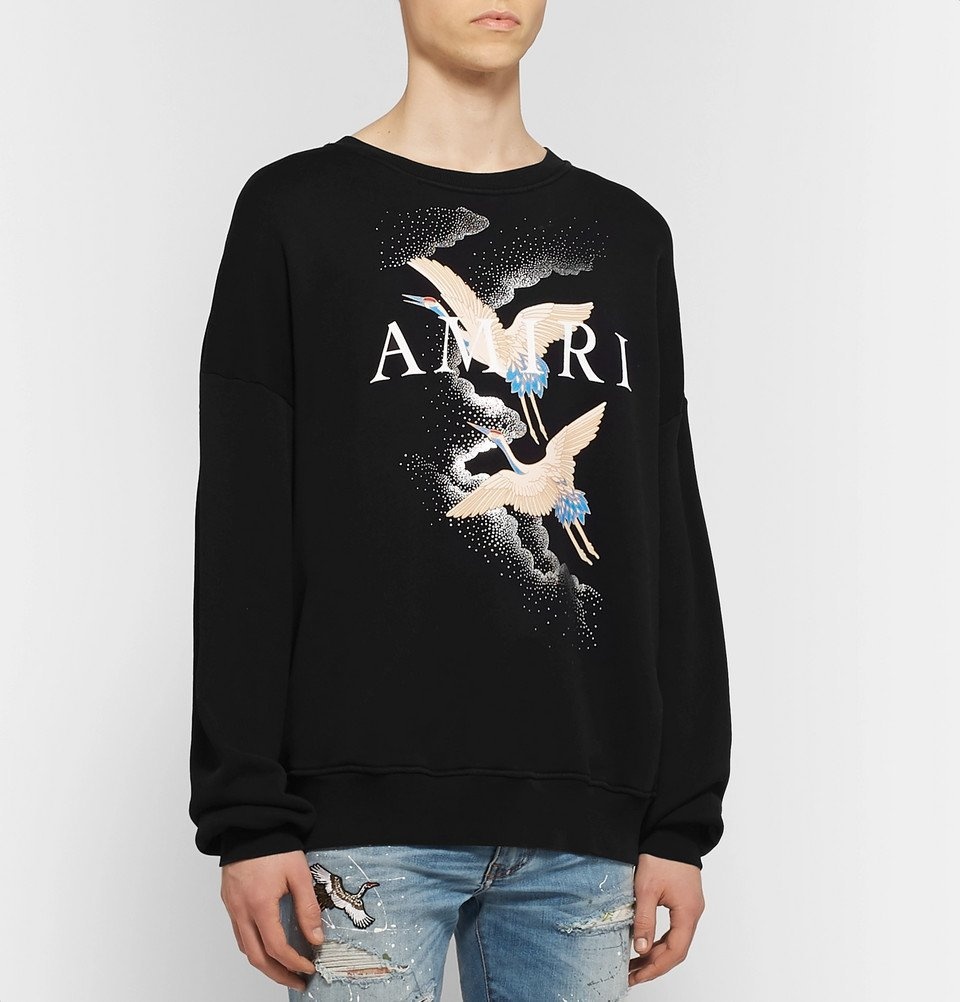 AMIRI - Oversized Logo-Print Loopback Cotton-Jersey Sweatshirt - Black Amiri